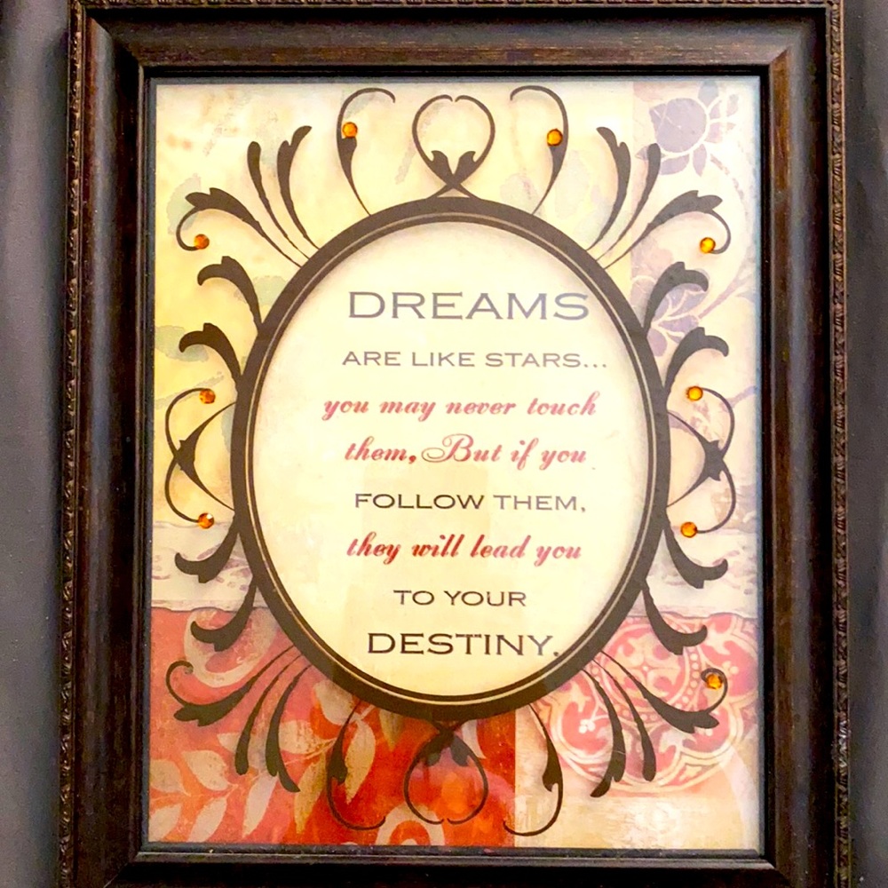 Wood framed inspirational saying glass shadowbox
